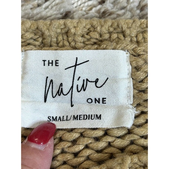 The Native one, acrylic sweater, oversized, size Small/Medium Tan/Brown - Picture 5 of 6